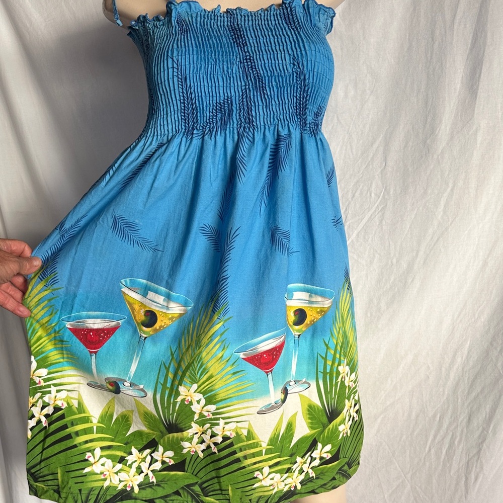 Vibrant Blue Tropical Cocktail Dress